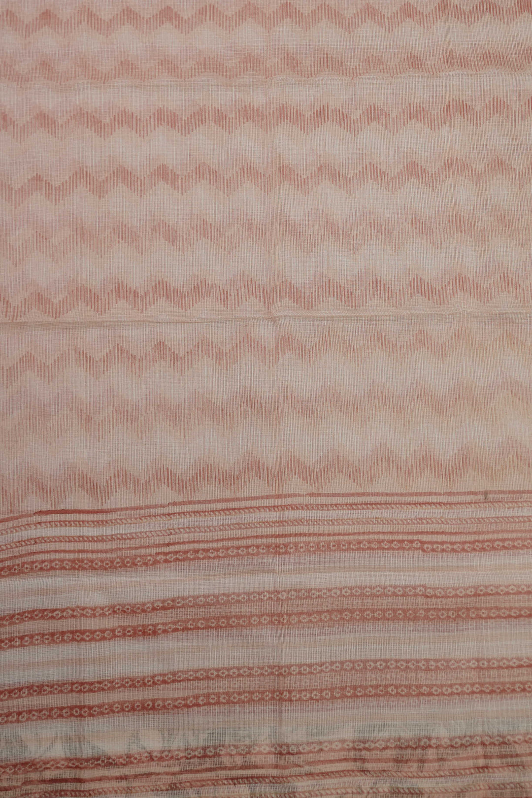Light Orange with Chevron Design Kota Cotton Dupatta