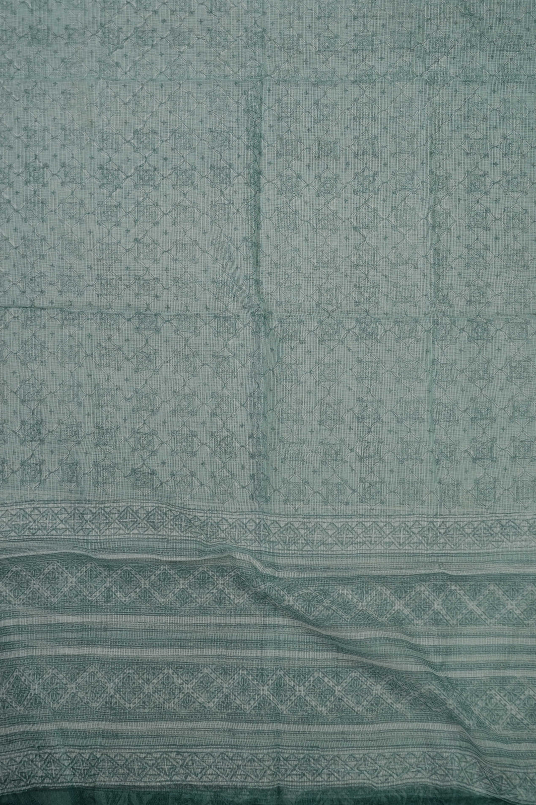 Green Pattern on Cream Kota Cotton Dupatta
