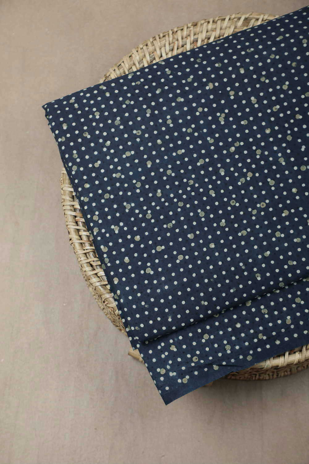 Indigo with Dots Ajrak Cotton Fabric - 0.65m