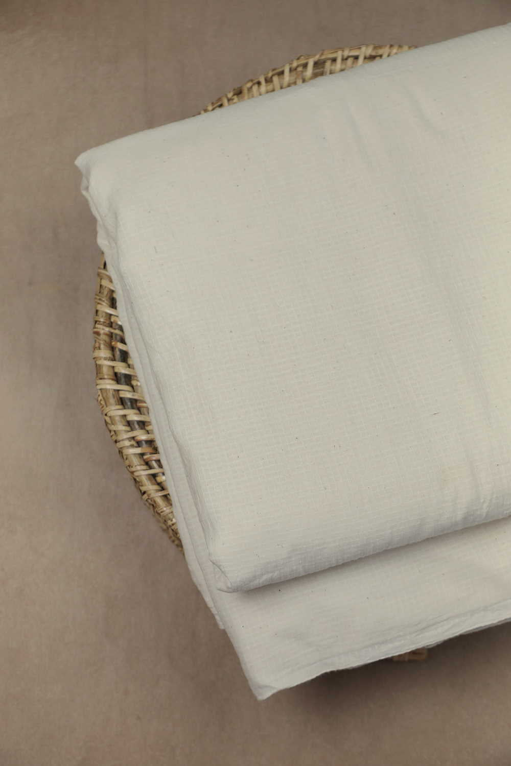 Coconut Cream - Checks Handwoven Cotton Fabric