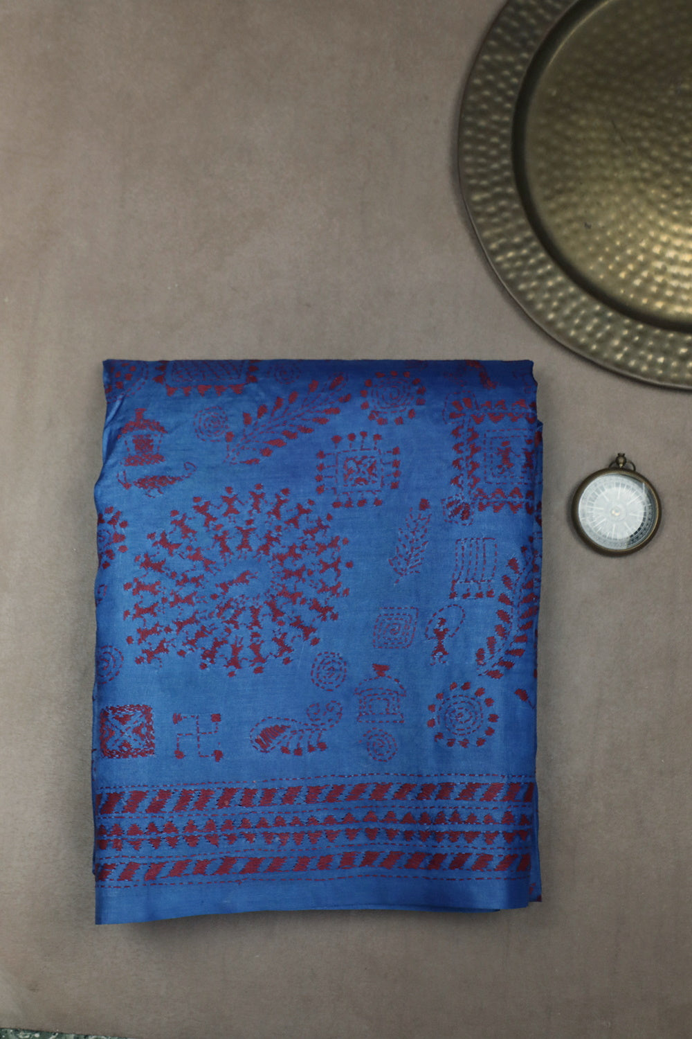 shop-stunning-dark-peach-kantha-tussar-silk-saree-online-at-matkatus