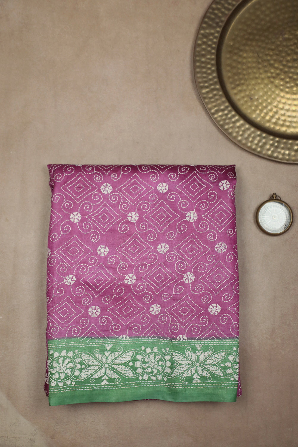 Shop Stunning Dark Peach Kantha Tussar Silk Saree Online At Matkatus shop-stunning-dark-peach-kantha-tussar-silk-saree-online-at-matkatus