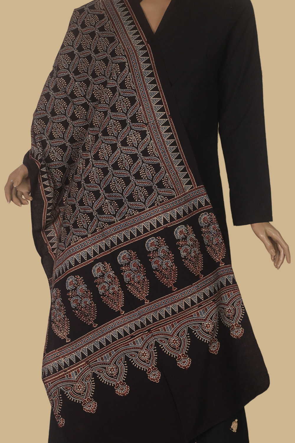 Ajrak Cotton Stoles Hand Block Printed Stoles Online – Matkatus