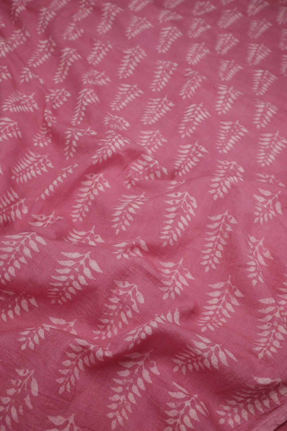 Pinnatisect Motifs on Pink Block Printed Cotton Fabric