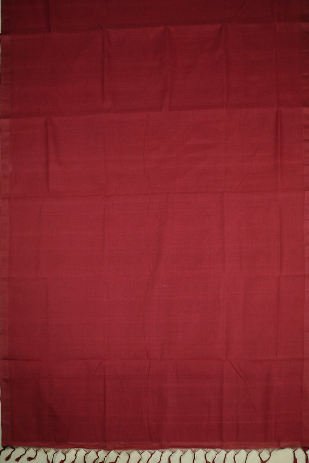Deep Red Mangalagiri Cotton saree with Ikat Blouse