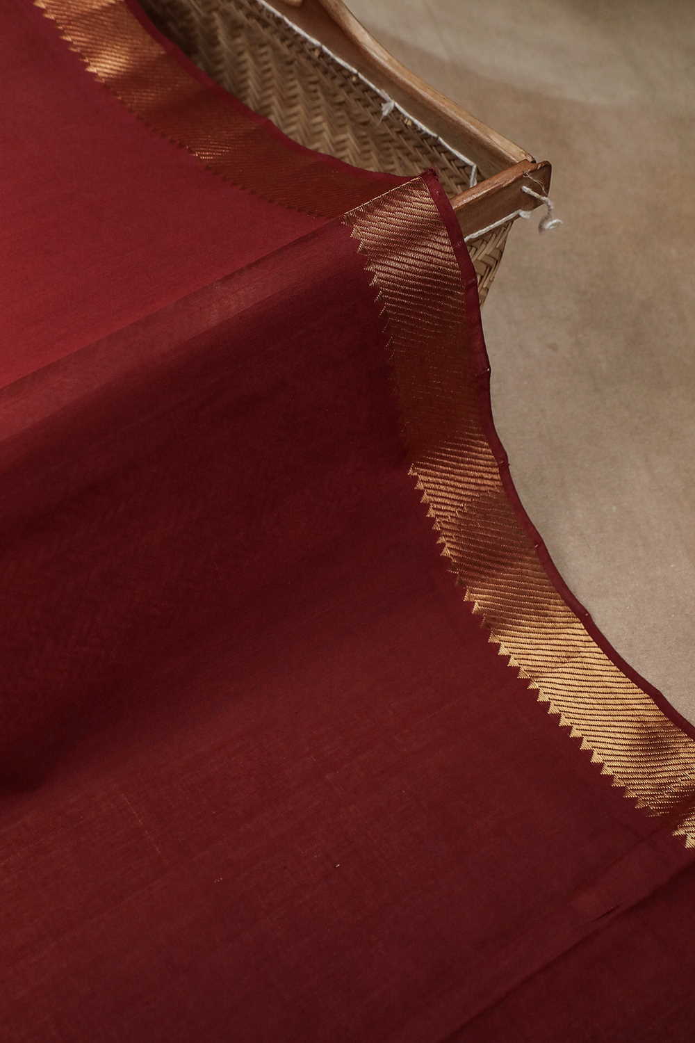 Maroon - Mangalagiri Handloom Cotton Precut Fabric - (0.8 meter)