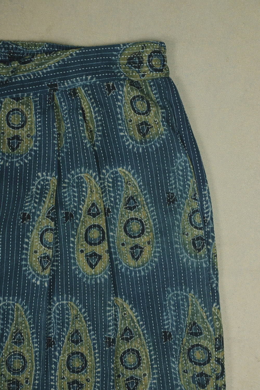 Kantha Stitched Ajrak Block Printed Stitch Pant