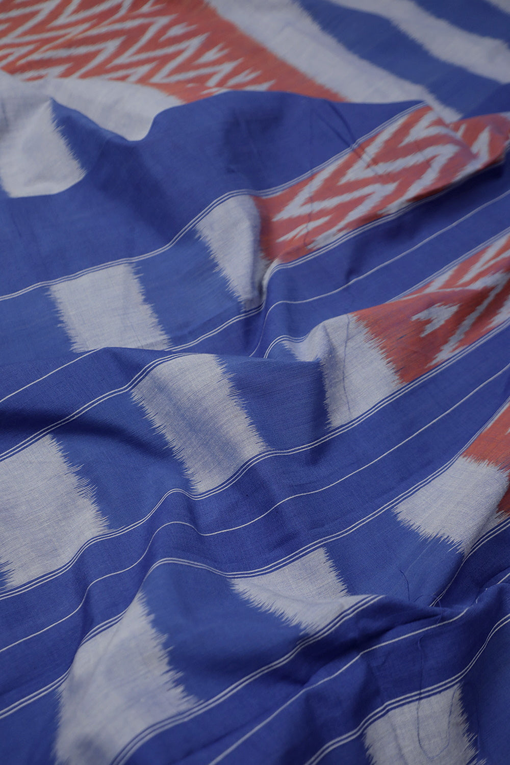 Egyptian Blue Pochampally Ikat Cotton Saree