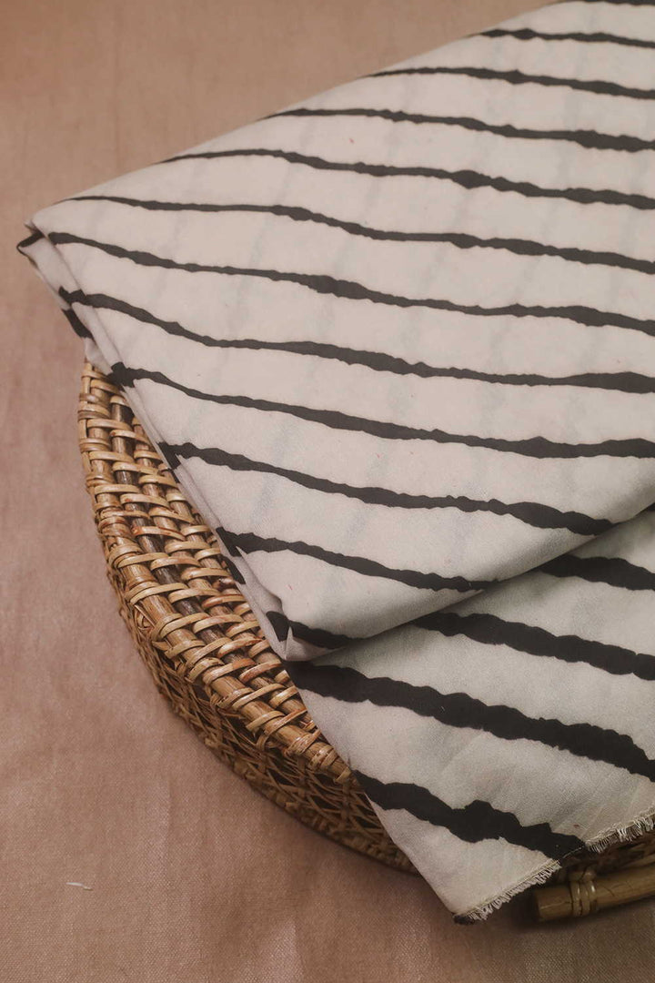 Dusty Cream Leheriya Silk Cotton Fabric