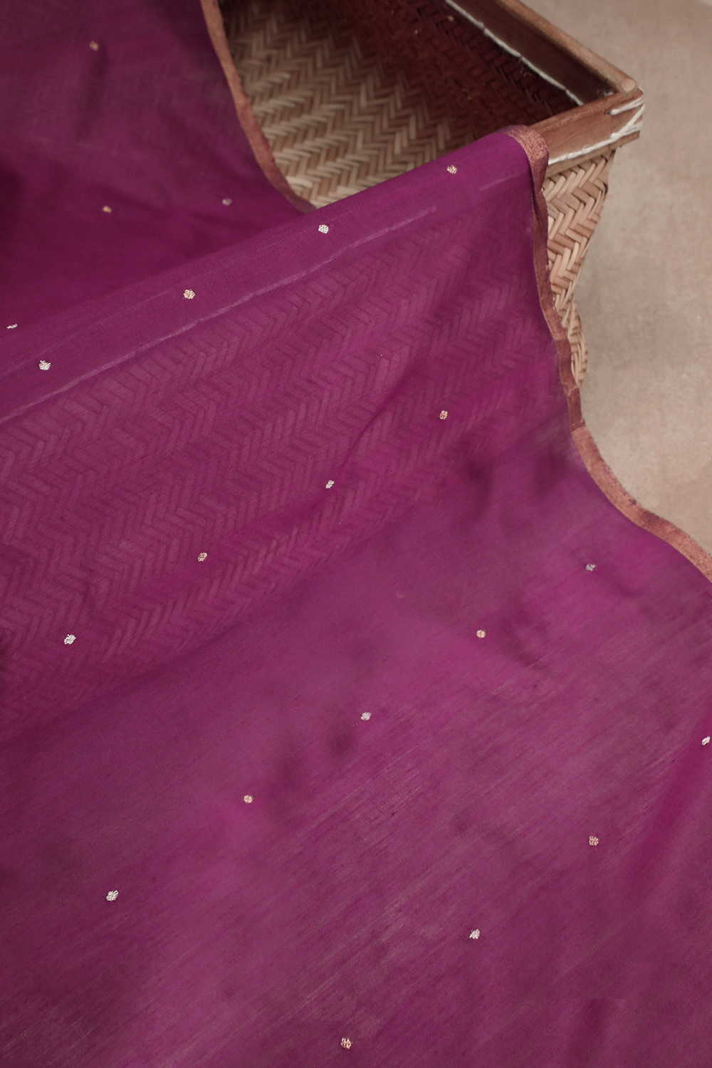 Gold & Silver Zari Butti Chanderi Silk Cotton Fabric