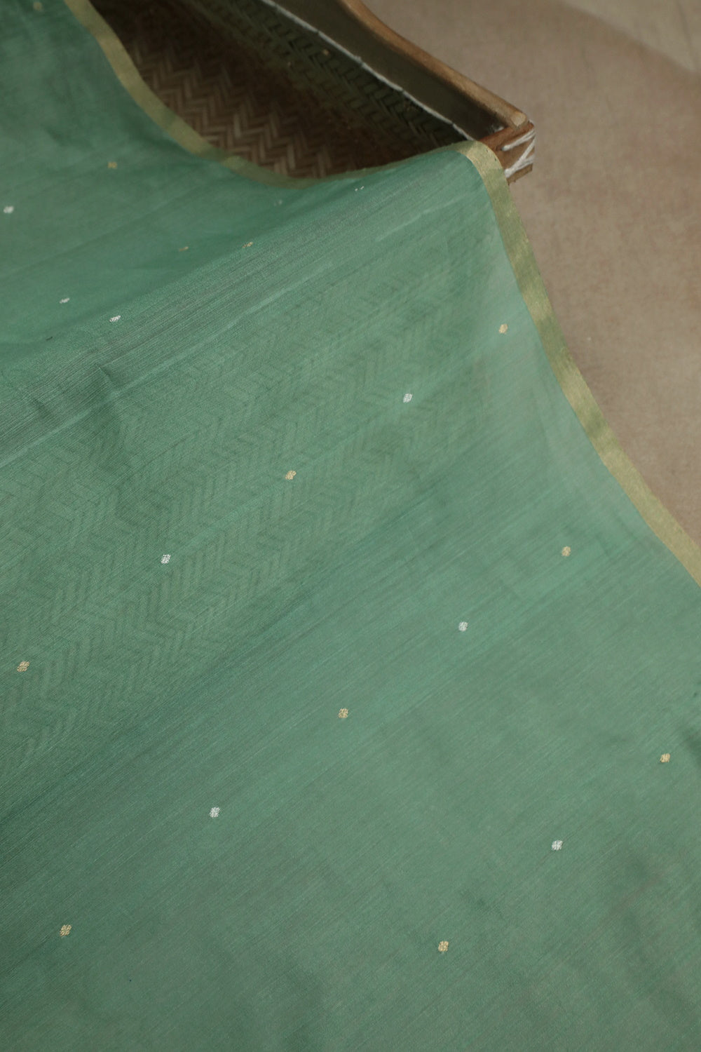 Tiny Butta on Green Handwoven Chanderi Fabric