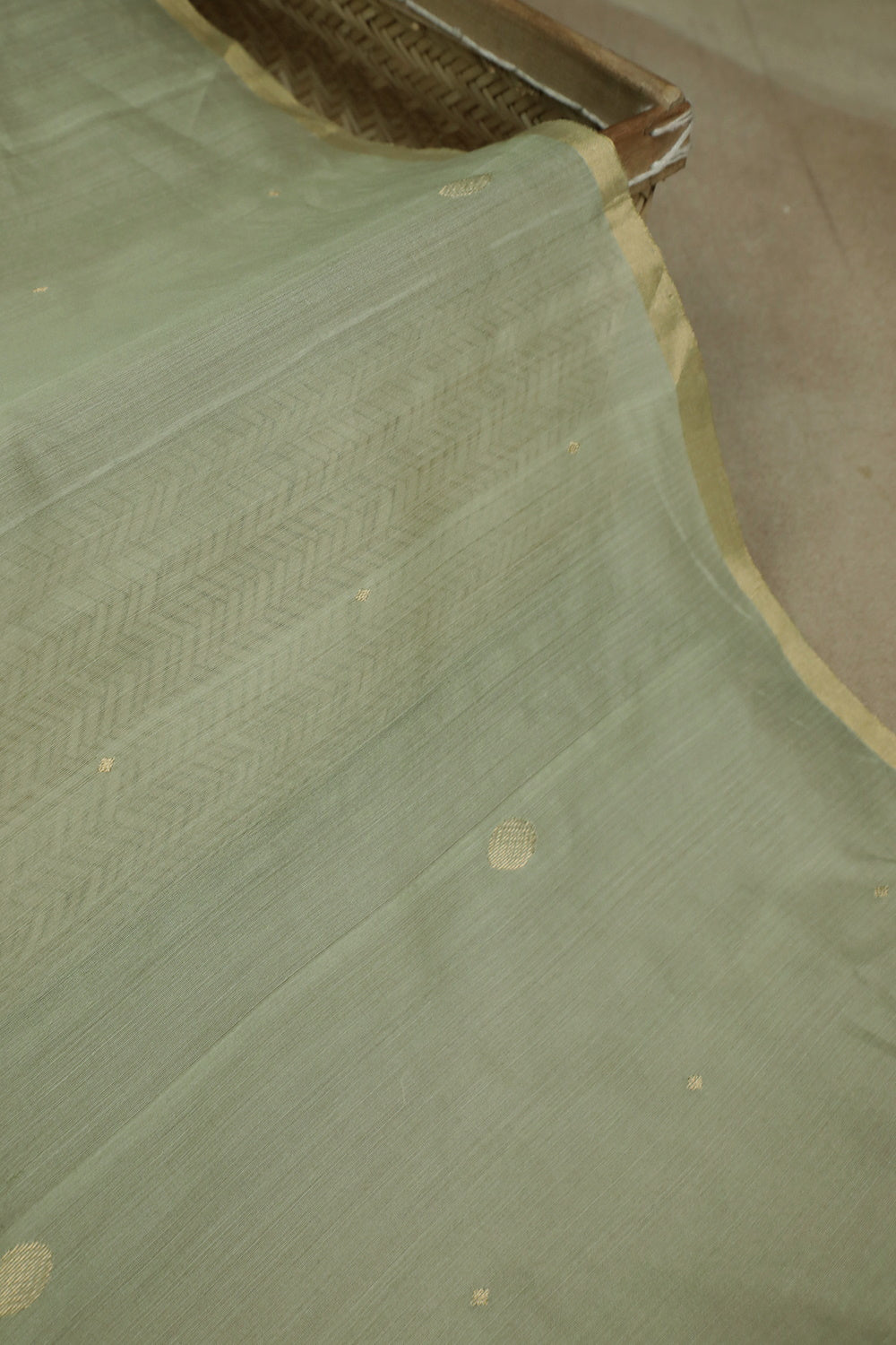 Mild Green with Butta Handwoven Chanderi Fabric