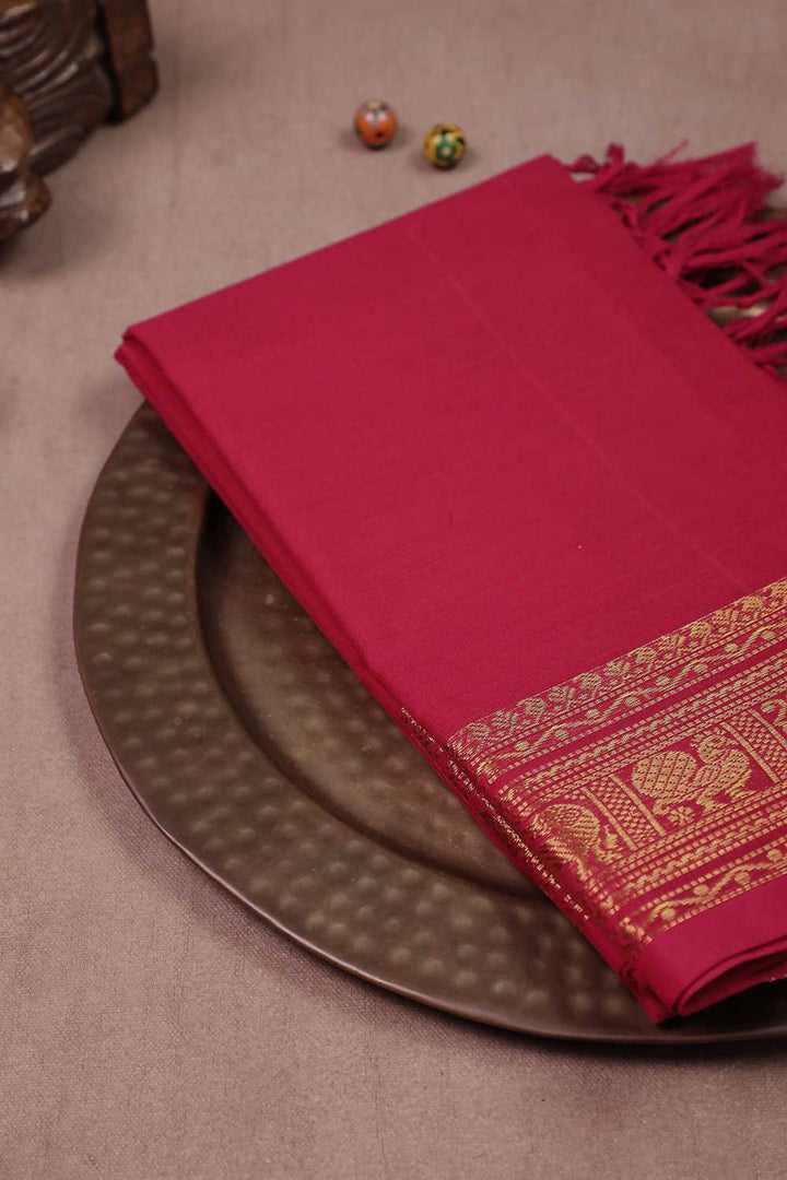 Peacock Border With Pink Kanchi Cotton Dupatta