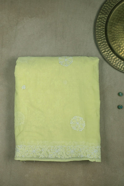 Shaded Yellow Chikan work Embroidered Saree