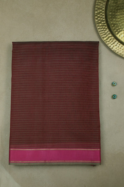 Maroon with pink Maheshwari Silk Cotton Saree