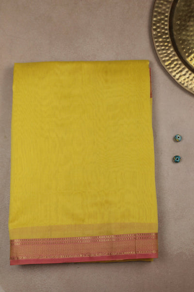 Dark Yellow Maheshwari Silk Cotton Saree