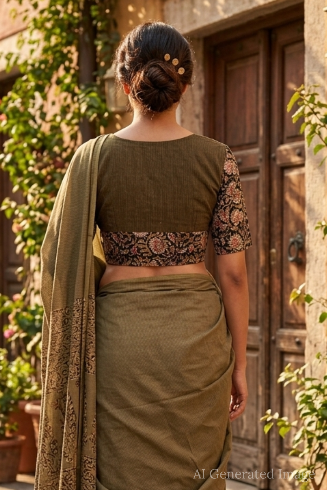 Shruti - Night Garden Kalamkari Blouse  -32,34,36,38,40,42