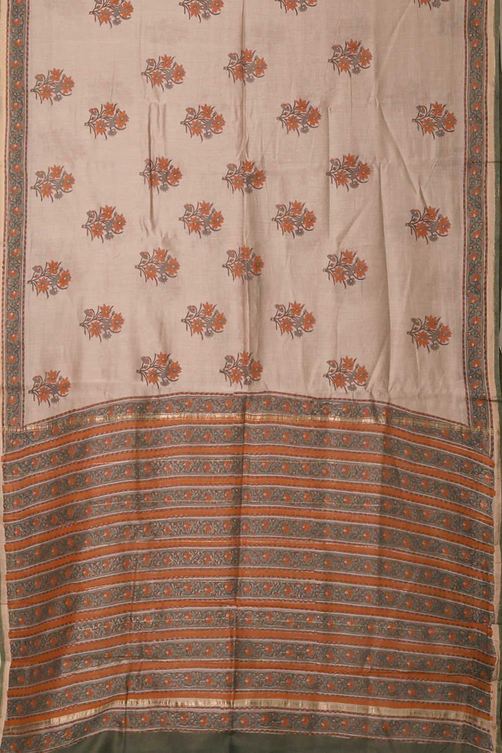 Block Printed Silk Cotton Saree - Matkatus 