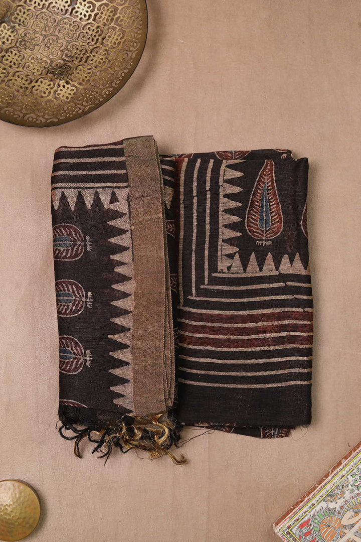 Ajrak Linen Top & Dupatta - Matkatus 