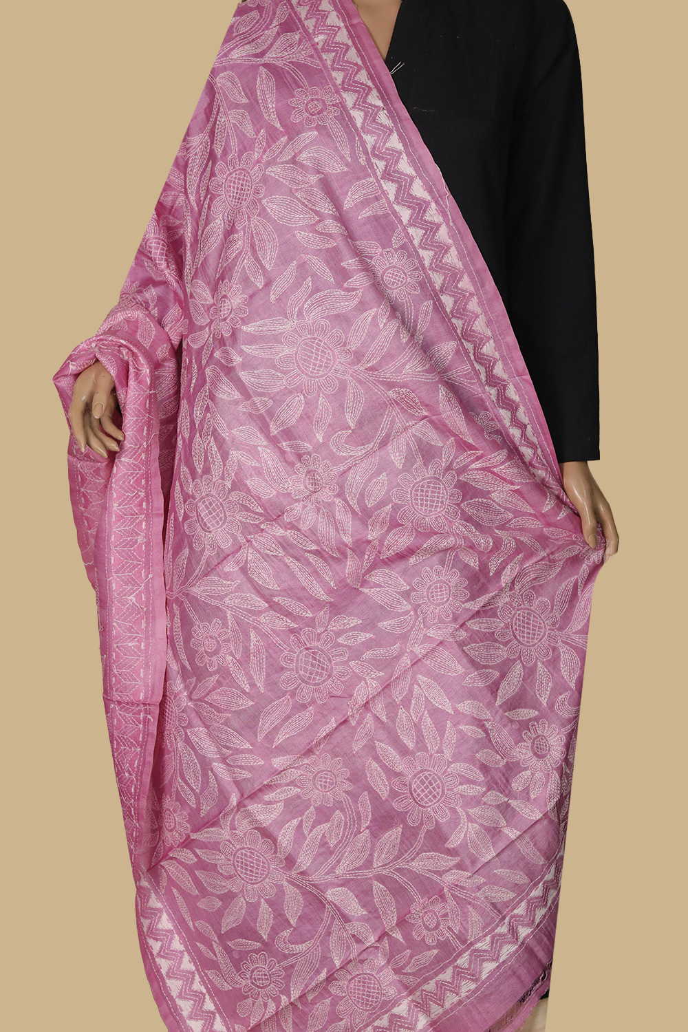Kantha Silk Dupatta - Matkatus 