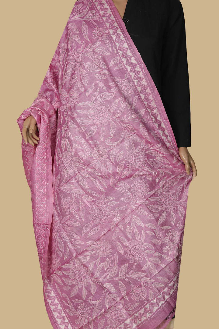 Kantha Silk Dupatta - Matkatus 