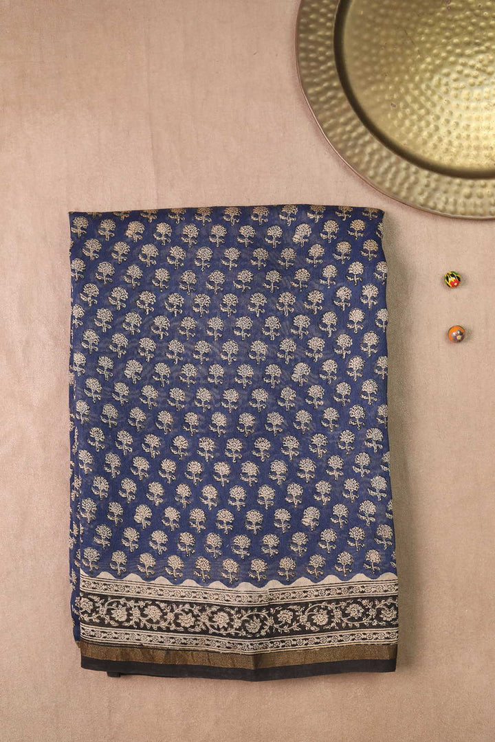 Block Printed Silk Cotton Saree - Matkatus 