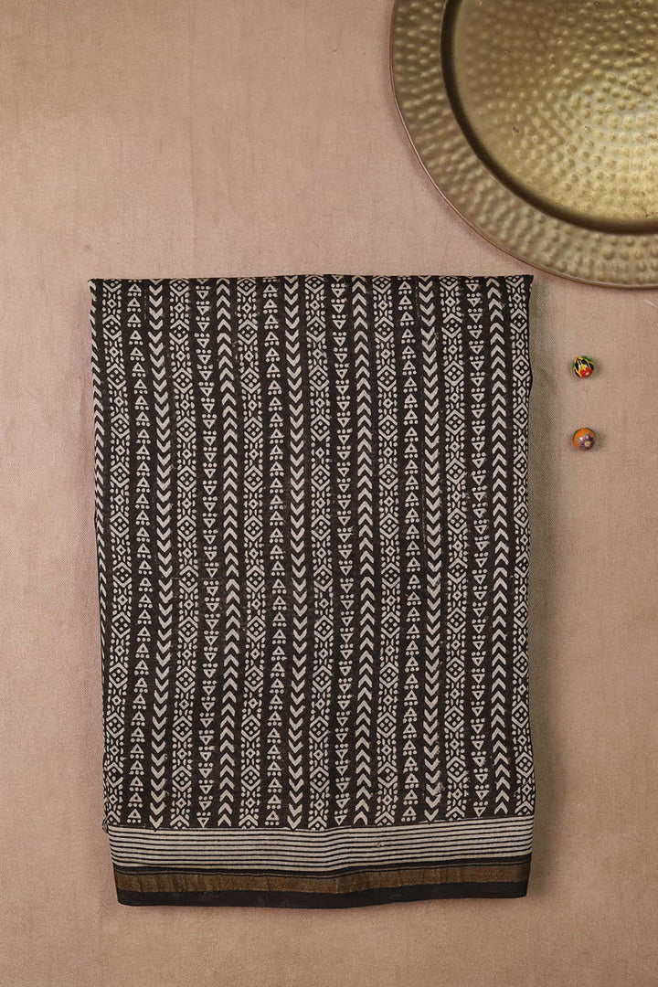Block Printed Silk Cotton Saree - Matkatus 