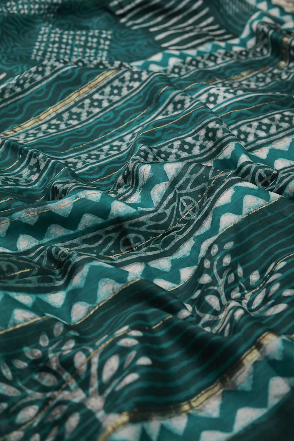 Block Printed Silk Cotton Saree - Matkatus 