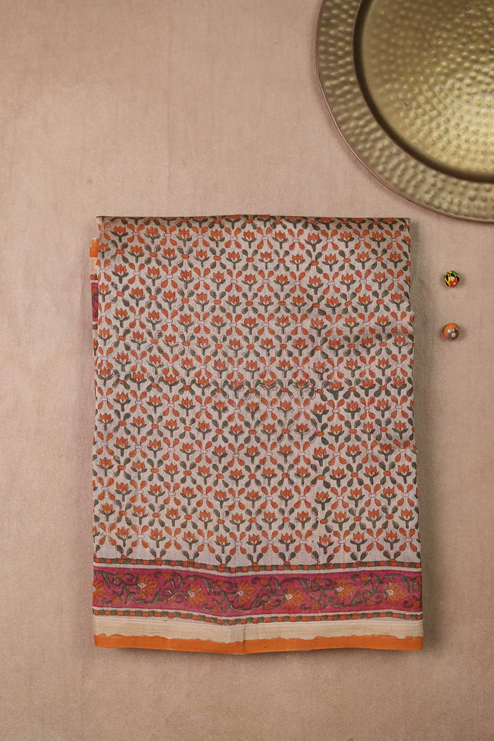 Block Printed Silk Cotton Saree - Matkatus 