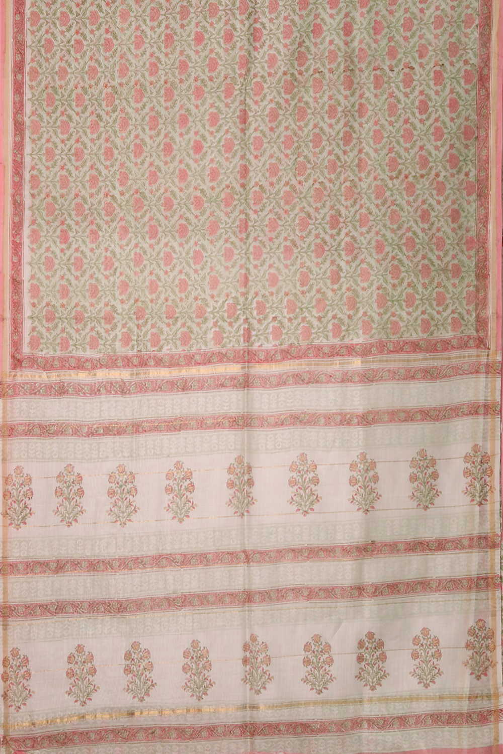 Block Printed Silk Cotton Saree - Matkatus 