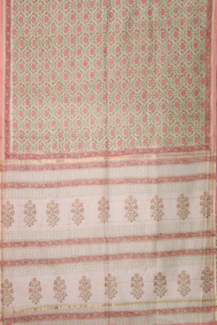 Block Printed Silk Cotton Saree - Matkatus 
