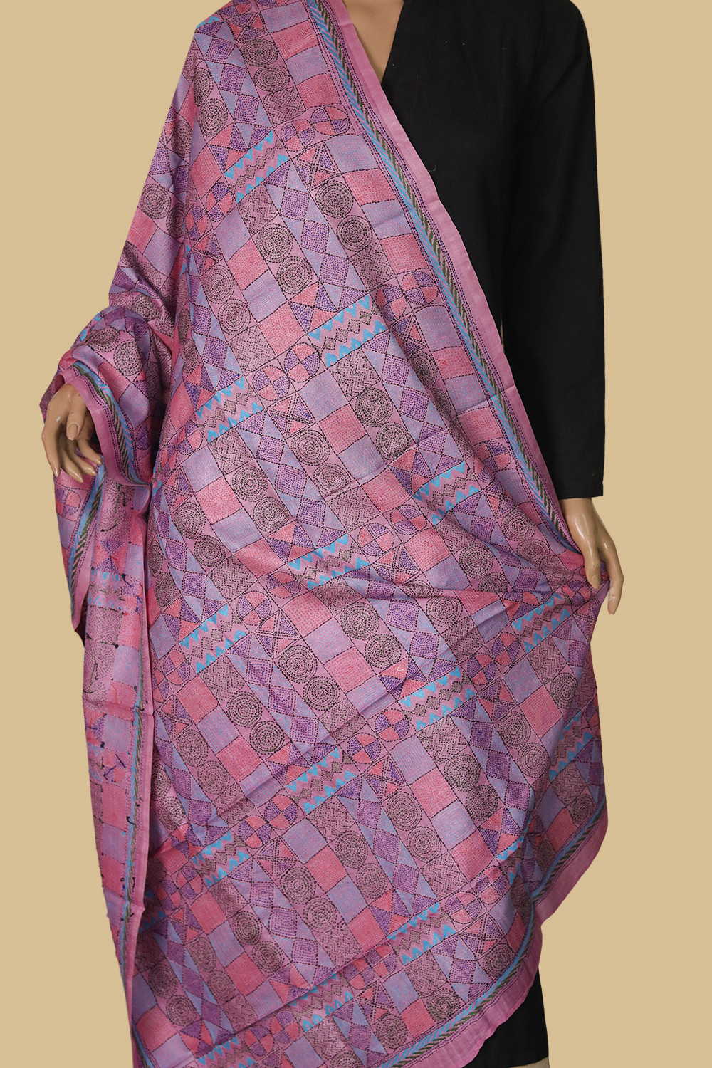 Kantha Silk Dupatta - Matkatus 