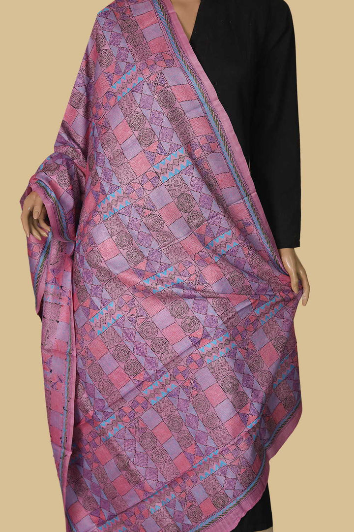 Kantha Silk Dupatta - Matkatus 