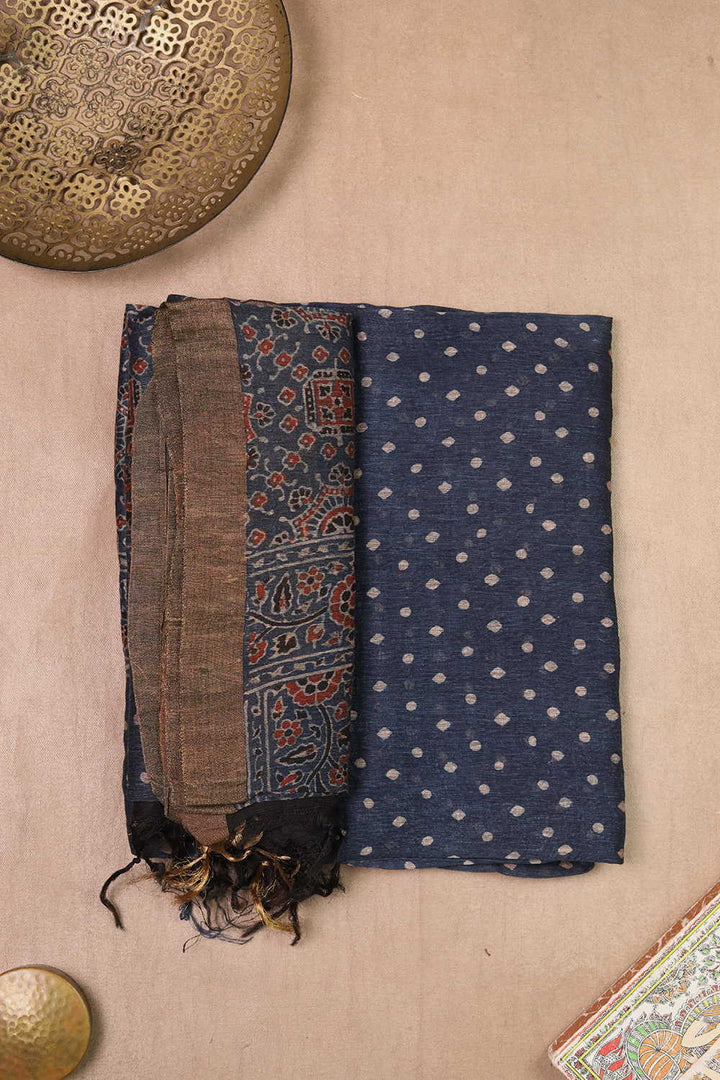 Ajrak Linen Top & Dupatta - Matkatus 