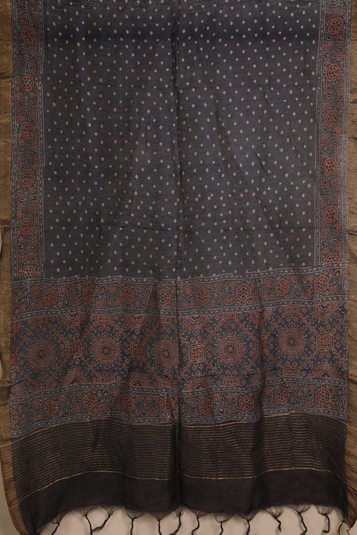 Ajrak Linen Top & Dupatta - Matkatus 