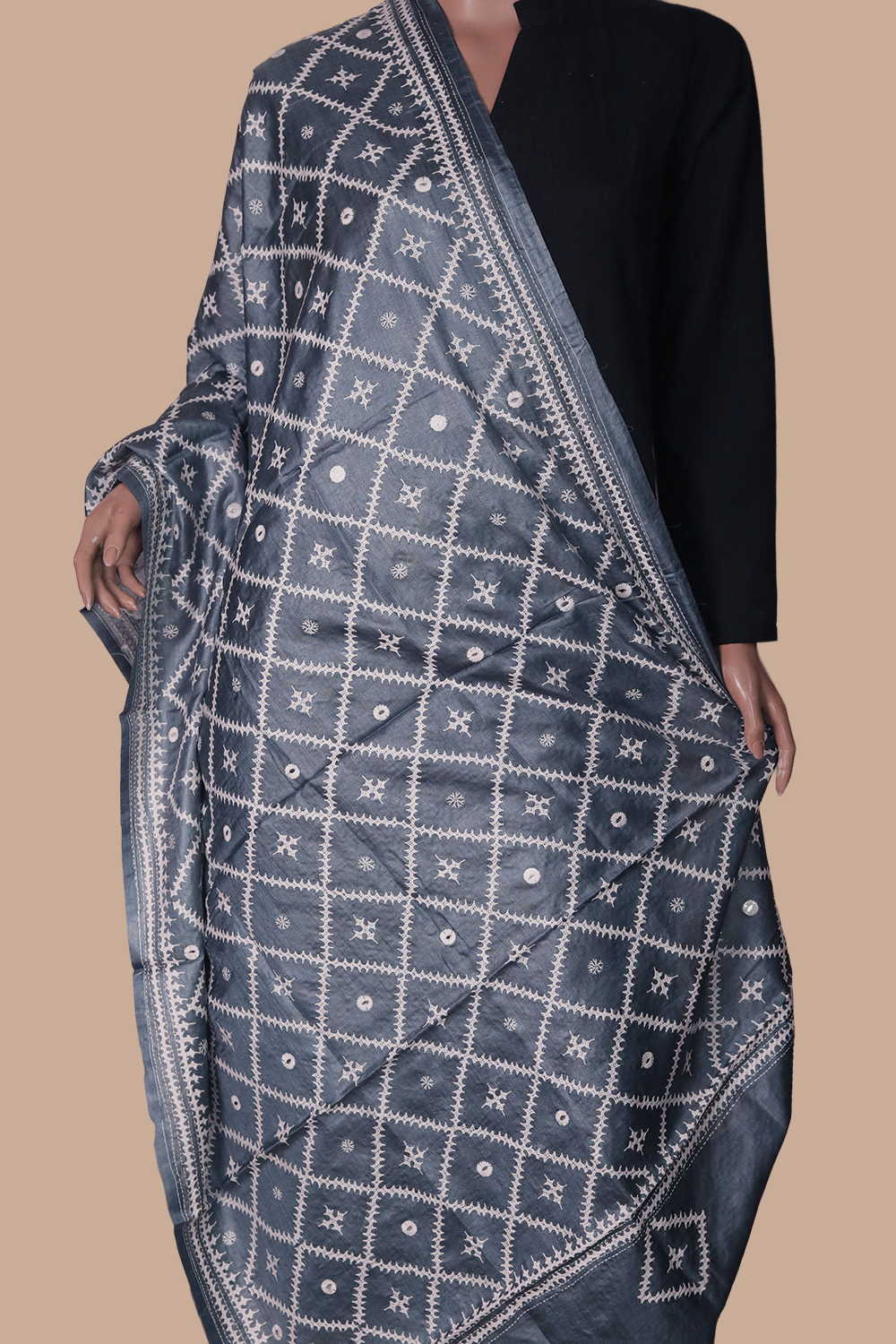 Kantha Silk Dupatta - Matkatus 