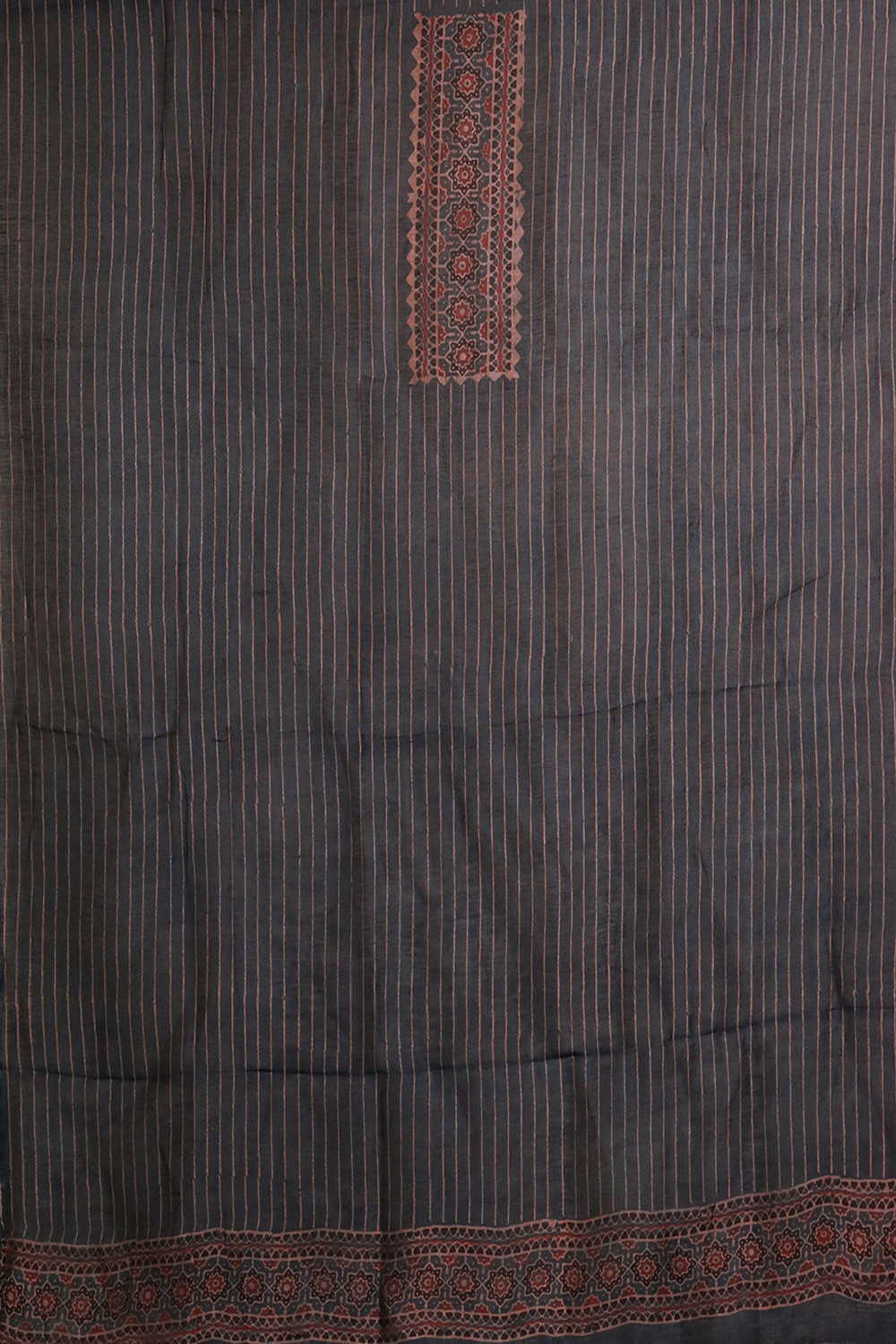 Lines on Indigo Ajrak Linen Top & Dupatta