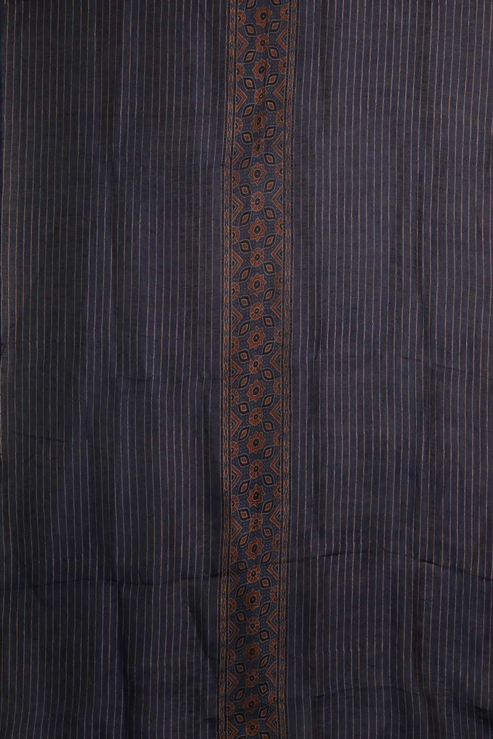 Cream Lines on Indigo Ajrak Linen Top & Dupatta