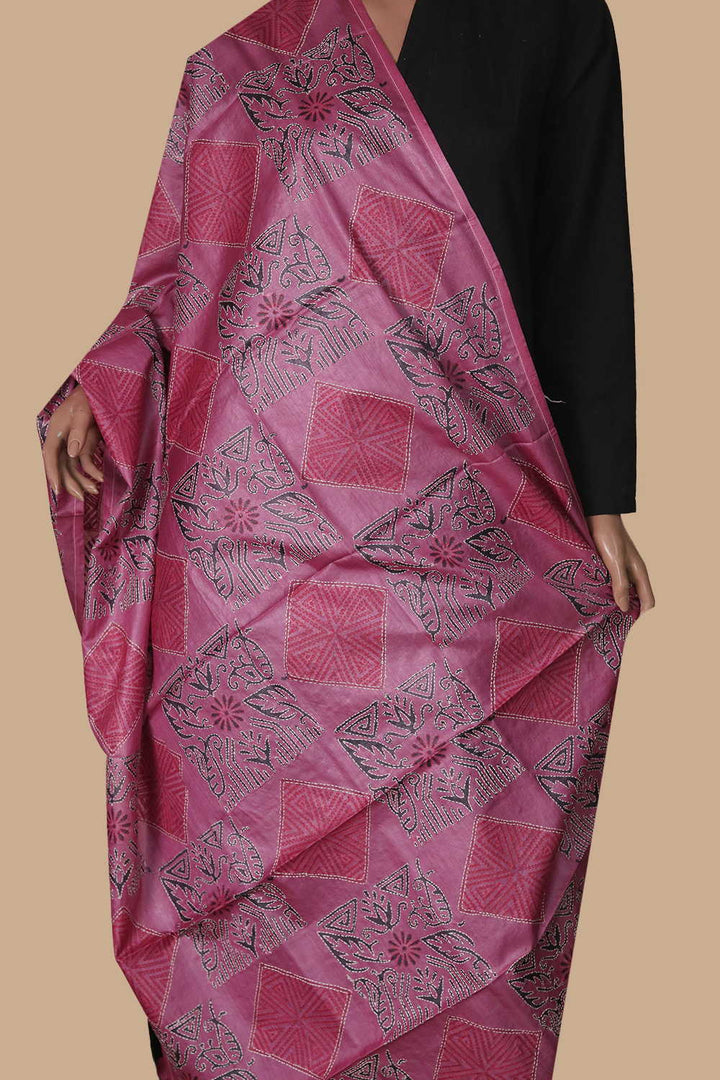 Kantha Silk Dupatta - Matkatus 