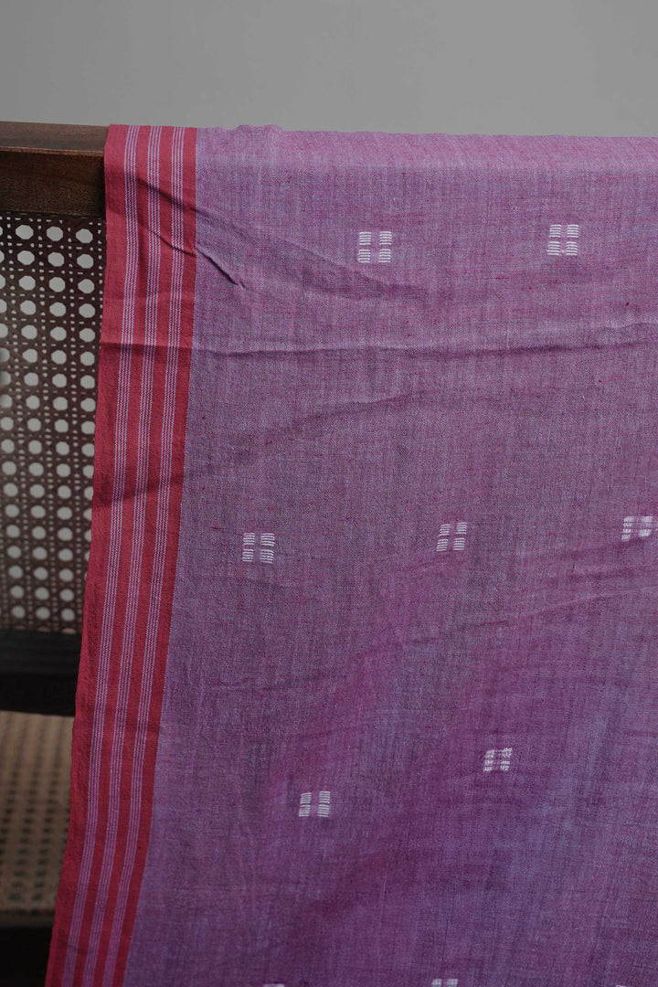 Mauve Purple Jamdani Cotton Fabric - 0.8m