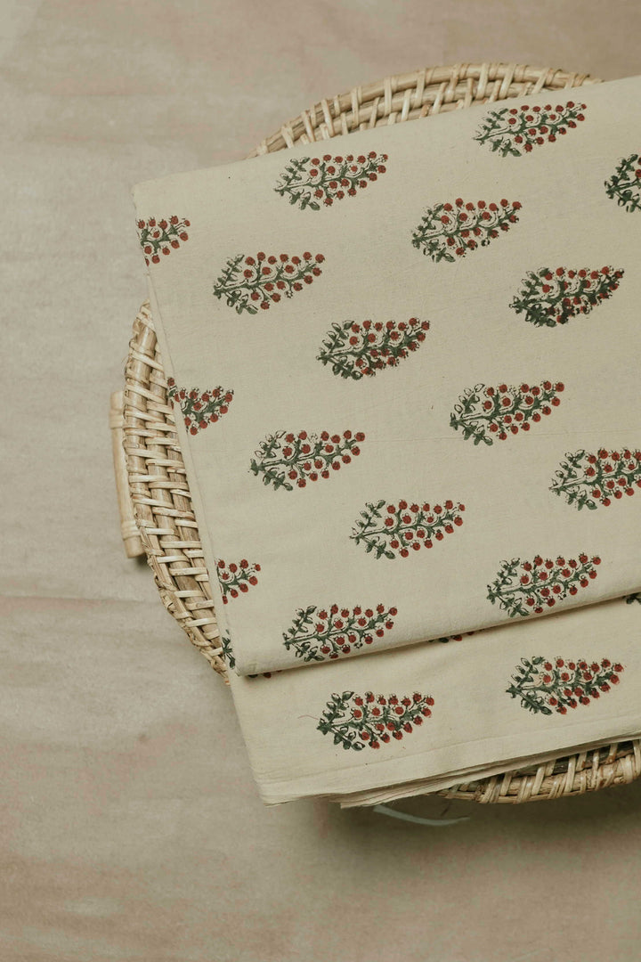 Prettiest Butta on Cream Bagru Cotton Fabric - 0.85M
