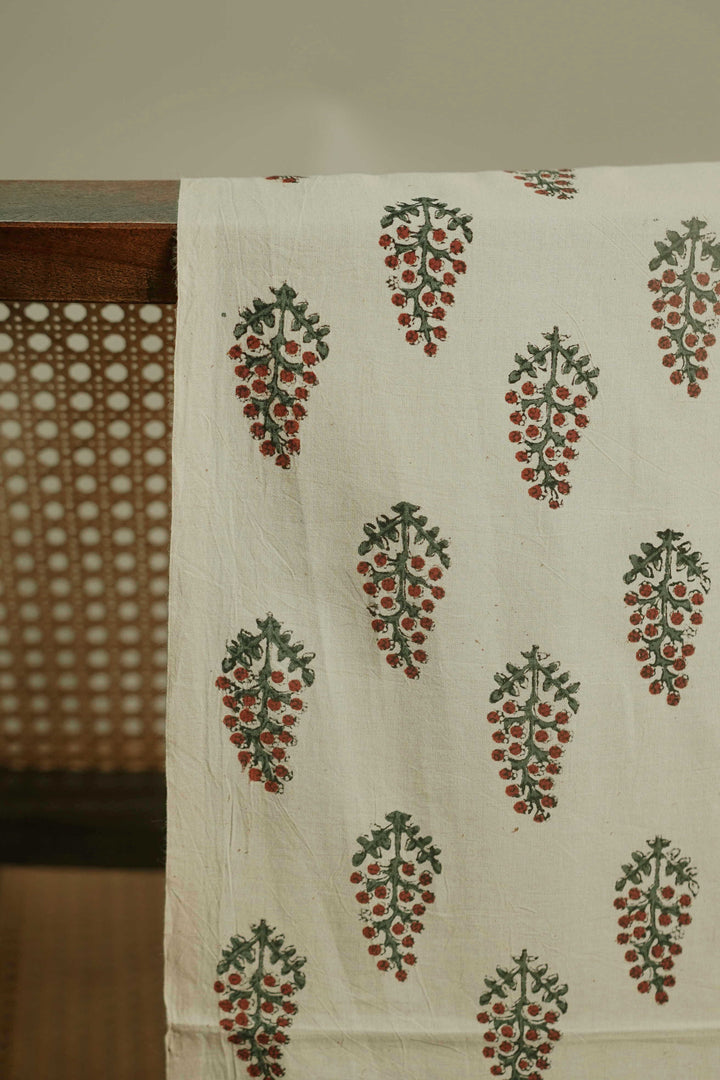 Prettiest Butta on Cream Bagru Cotton Fabric - 0.85M