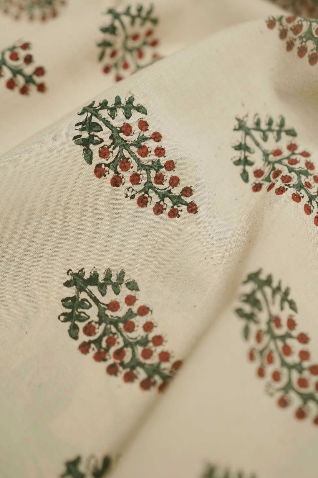 Prettiest Butta on Cream Bagru Cotton Fabric - 0.85M
