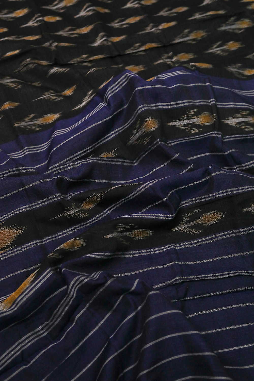 Dark Black Orissa Ikat Cotton Dupatta