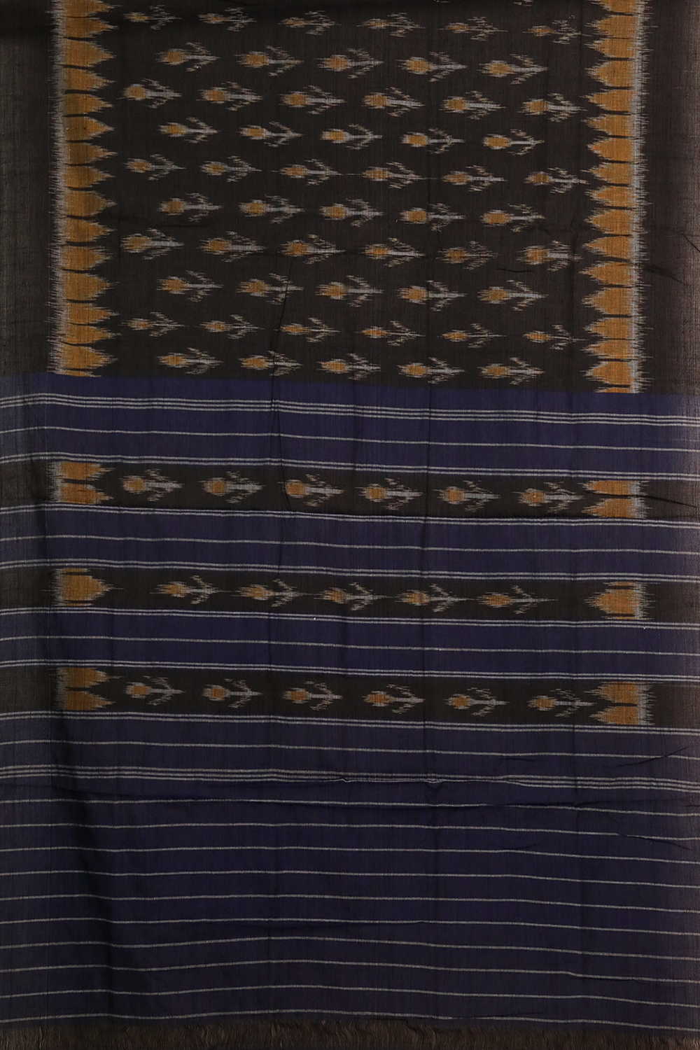 Dark Black Orissa Ikat Cotton Dupatta