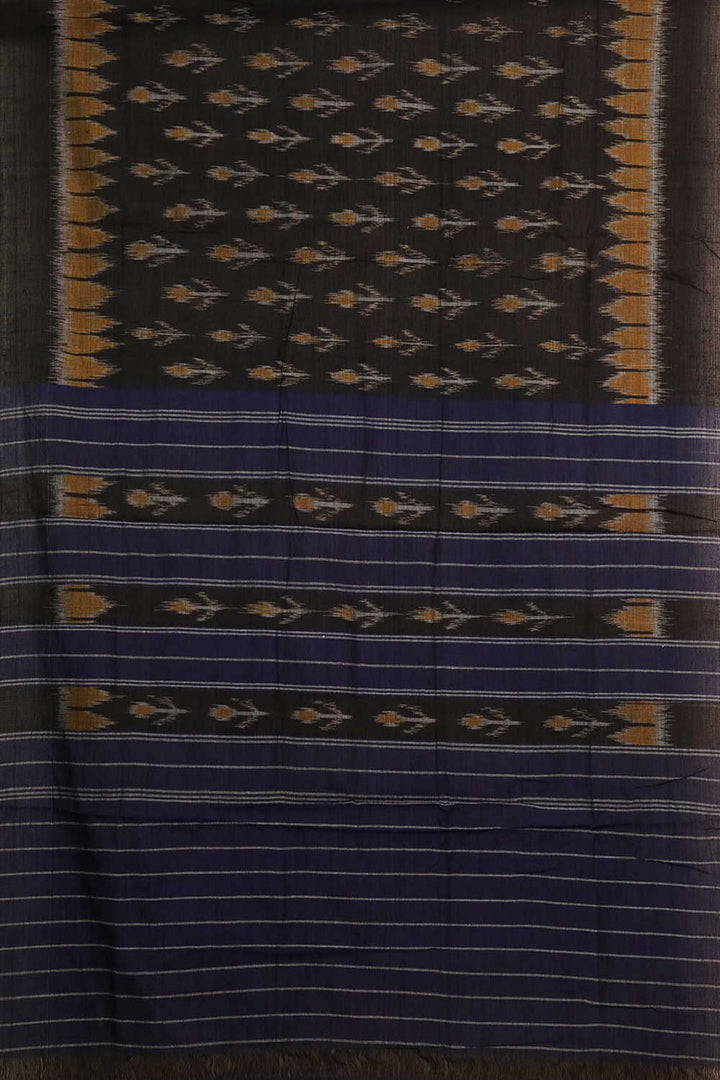 Dark Black Orissa Ikat Cotton Dupatta