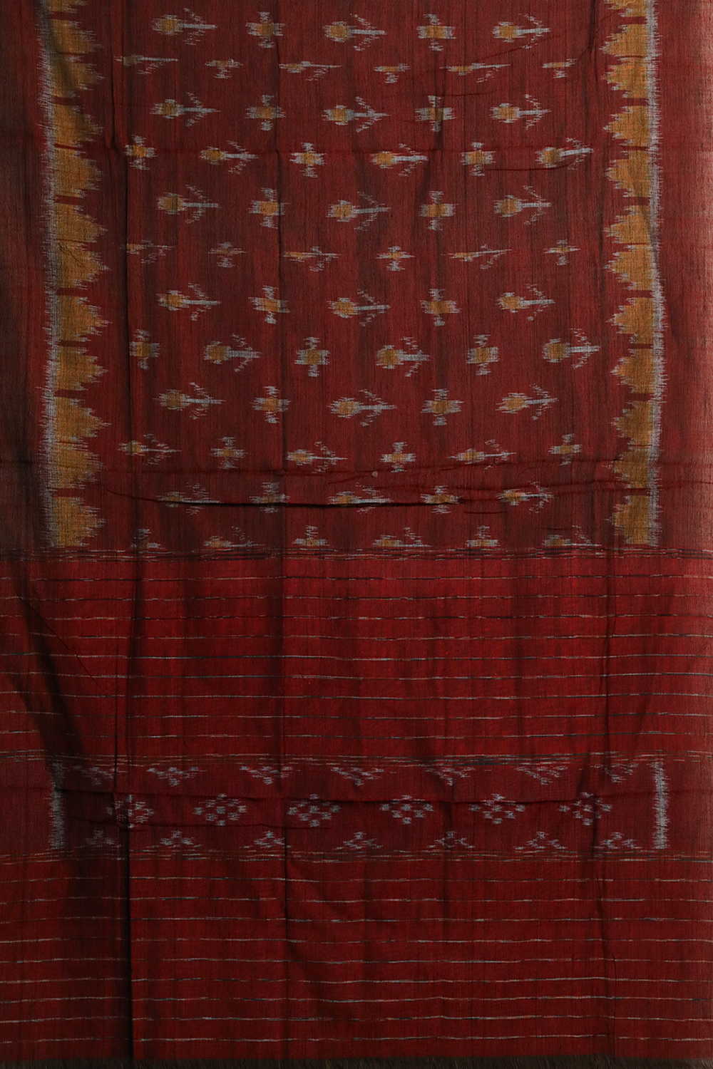 Dark Maroon Orissa Ikat Cotton Dupatta