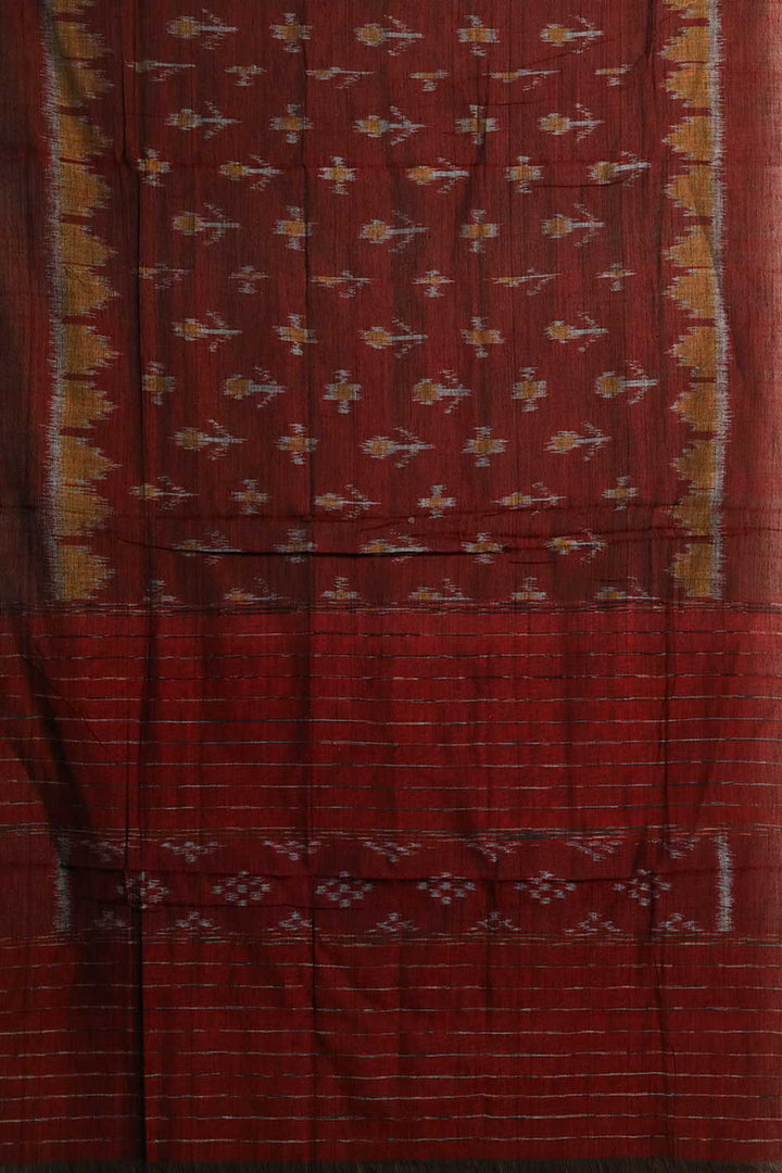 Dark Maroon Orissa Ikat Cotton Dupatta