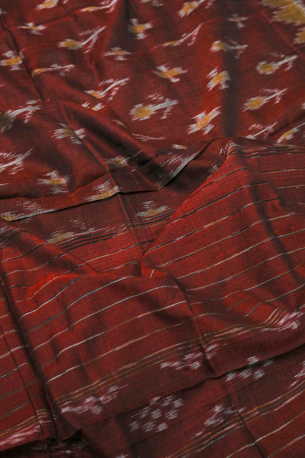Dark Maroon Orissa Ikat Cotton Dupatta