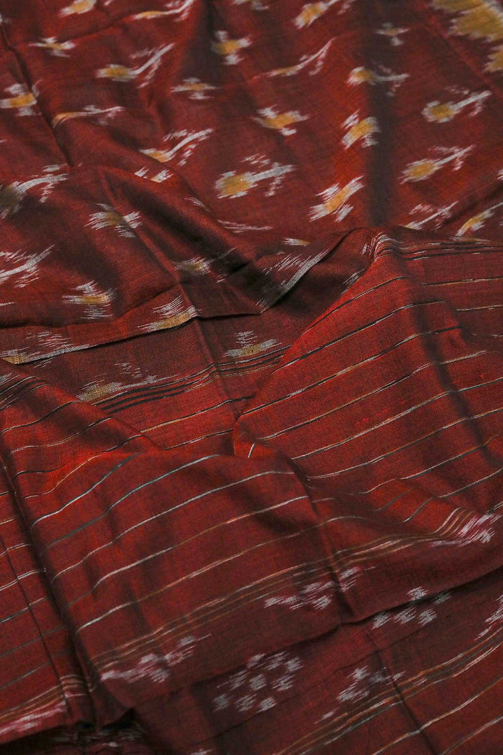 Dark Maroon Orissa Ikat Cotton Dupatta